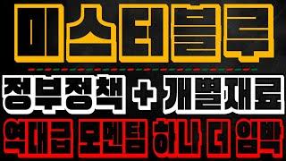 미스터블루 - 긴급) 정부정책 + 개별재료 이번주 역대급 모멘텀 하나 더 임박 투자자분들 절대 매도하지마세요 무조건 30%이상 더갑니다