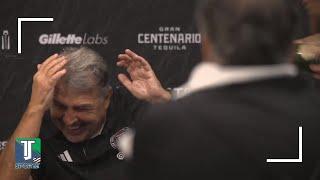 WATCH: Gerardo Martino gets INTERRUPTED by Inter Miami players with a CHAMPAGNE shower