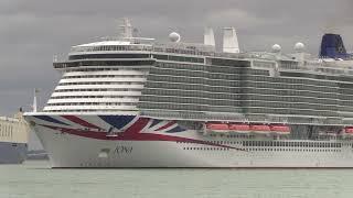 P&O 'IONA' Cruise Ship arriving Southampton Ocean Cruise Terminal from Lisbon 5th March 2022