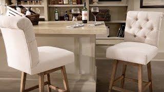 Clay Tufted Linen Upholstered Swivel Bar Stools with Back by iNSPIRE Q Artisan