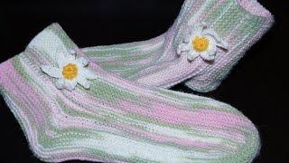 Вязание спицами для начинающих. Носки на 2 спицах  ///  Knitting for beginners. Socks on 2 needles