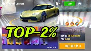 Asphalt 8, Anniversary Speedfest San Diego Harbor Koenigsegg Gemera Top-2%