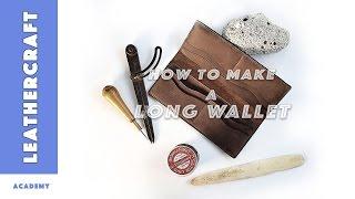 Making a leather long wallet by hand / hand skiving / hand stitching / leather craft tutorial