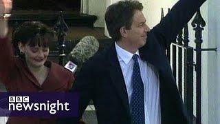 Tony Blair wins landslide general election win for Labour (1997) - Newsnight archives