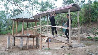 Building log cabin , completing the bridge over the hut - Journey to build a new farm