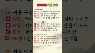혈액형별 싸움 반응 #혈액형성격 #혈액형심리