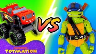 Blaze and the Monster Machines vs. TMNT Toys! #14 | Tug of War, Obstacle Races & More  | Toymation