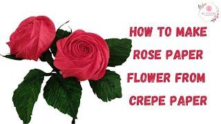 How to Make Rose Paper Flower From Crepe Paper | Twisted Rose Paper Flower | Rose Gemuk Tutorial