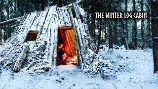 6 DAYS Winter Bushcraft: Building a Log Cabin to Survive the Snow & Cold