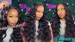 COMPLETELY GLUELESS 5x5 BODYWAVE CLOSURE INSTALL NO GLUE  NO SPRAY ! + WAND CURLS FT. ASHIMARY HAIR