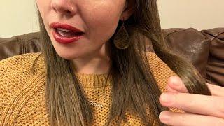 ASMR - Whisper Ramble with Hair Play- Gum Chewing