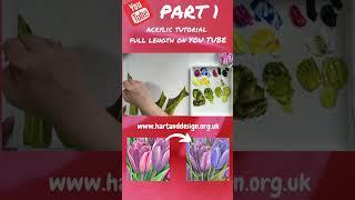 How to paint tulips in acrylics  || acrylic tutorial spring flowers PART 1