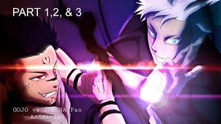 GOJO vs SUKUNA | JJK Fan Animation | Part 1, 2 & 3 of the Full Fight