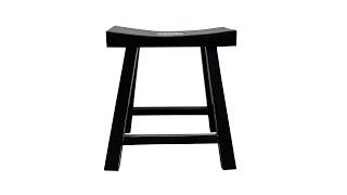 Handmade Blue White Porcelain Tile Art Top Black Single Seat Stool ws3128