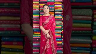 Soft Crushed Tussaud Embroidery Cut Work Dark Tomato Pink Saree #rkcollectionsarees #rkcollections