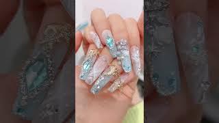 Blue Ice Diamond Nails#shorts #nailartdesigns #selfnails #nailart