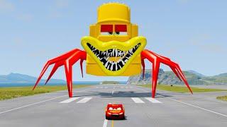 Epic Escape from Giant Mack Spider Head Eater | Lightning McQueen VS Mack Mutant Legs | BeamNG.Drive