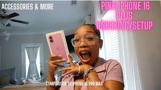 PINK IPHONE 16 PLUS UNBOXING+SETUP& First Impressions!(Accessories and More)🩷