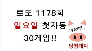 로또 1178회 일요일 첫자동!! #당첨돼지