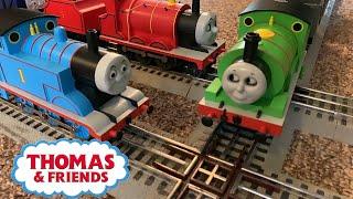 Long Lionel Thomas & Friends O Scale Trains on Living Room Layout