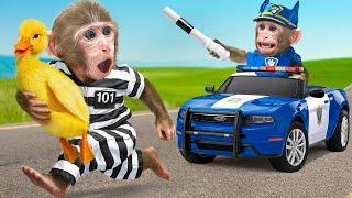 KiKi Monkey pretend Paw Patrol Police do rescue mission & Take Care of Duckling | KUDO ANIMAL KIKI