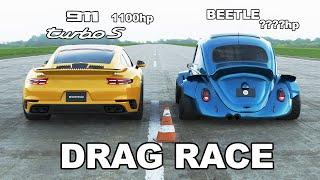 Porsche 911 Turbo S  x VW Beetle : DRAG RACE