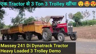 Massey 241 Di Dynatrack Tractor Heavy Loaded 3 Trolley Demo