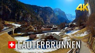 Beautiful Lauterbrunnen Valley, Switzerland 4K, Relaxing day in Lauterbrunnen Switzerland