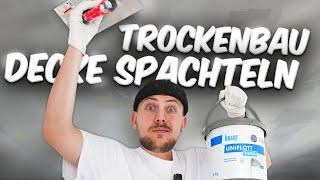 TROCKENBAU DECKE SPACHTELN Q1-Q4 mit Knauf Uniflott (So gehts richtig)  Anleitung vom Profi ‍️