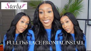 $199 STERLY HAIR FULL 13X6 LACE FRONTAL WIG UNBOXING + QUICK INSTALL 30 INCH BODY WAVE JET BLACK WIG