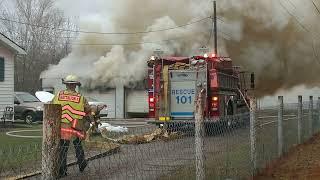Newark Ohio Fire Department Garage and Camper Fire. Command View with Radio Traffic. Command Vision