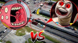 DRONE CATCHES TRAIN EATER VS CURSED THOMAS THE TANK ENGINE IN REAL LIFE | THEY FOUGHT!