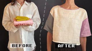 🪷 THRIFT FLIP 🪷 upcycling a color blocked shirt from start to finish