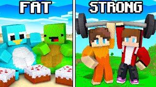 FAT MIKEY & MILO vs STRONG JJ & CHIP Build Battle in Minecraft!