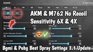 Akm & M762 No Recoil Sensitivity 6X & 4X | Bgmi & Pubg Best Spray Settings 3.1 Update