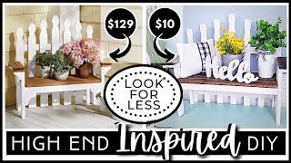 HIGH END Inspired DIY | Modern Farmhouse Wood Bench Decor & Plant Stand | Solid Wood | Look for Less