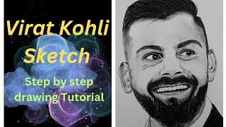 virat kohli charcoal pencil sketch #art #drawing #step by step drawing Tutorial