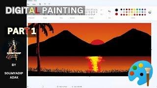 DRAW A SIMPLE LANDSCAPE PAINTING USING MICROSOFT PAINTING | SOUMYADIP ADAK