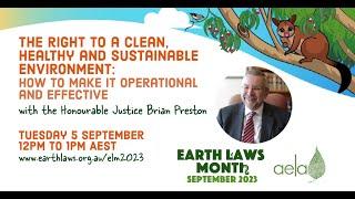 The right to a clean, healthy and sustainable environment: how to make it operational and effective