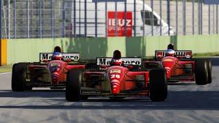 F1 Legends - Michael Schumacher vs Jean Alesi vs Gerhard Berger. Imola   Ferrari 412 T2 1995 F1 Car