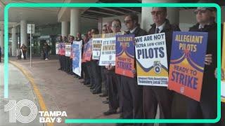 Allegiant pilots picket outside of Sarasota-Bradenton International Airport for fair pay