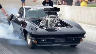 Big Tire Street Car the Boxvette Crashes at Drag Strip.