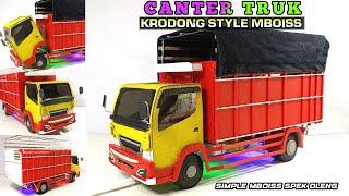 MEMBUAT MINIATUR TRUK CANTER OLENG FE SHDX TERPAL KERODONG simple mbois dari kardus  