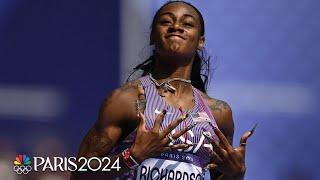 Sha'Carri Richardson arrives, STORMS through 100m heat in Paris Olympics debut | NBC Sports