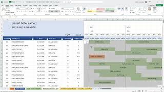 Hotel and Hotel Apartments Bookings Calendar Excel Google Sheets Spreadsheet