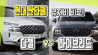 싼타페 하이브리드 vs 디젤 운행 거리별 유지비 차이는??(세금, 보험료, 기름값)싹다 비교