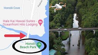 Hawaii Travel Video:  Honoli'i Stream, Bridge, and Beach Park