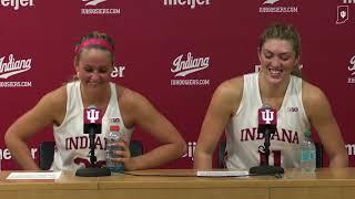 Sydney Parrish and Karoline Striplin react to win against Brown