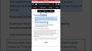 My roblox account was terminated for nothing?