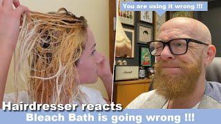 Bleach Bath is going Wrong !!! Hairdresser reacts to Hair Fails #hair #beauty